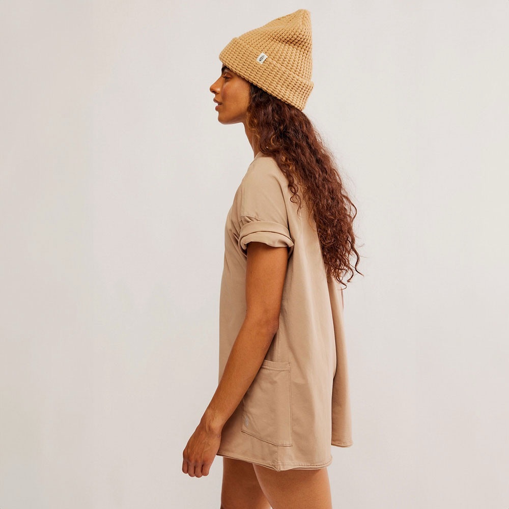 FREE PEOPLE MOVEMENT HOT SHOT TEE ROMPER- Mocha Latte/ Tan Reversible NWT LARGE - Picture 4 of 15